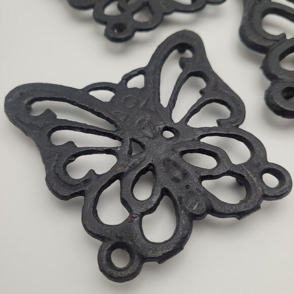 Set of 5 Vintage Cast Iron Butterfly Trivets Wall Decor 1970s Made in Taiwan - Picture 2 of 6